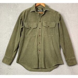 Vintage Barbour Shirt Mens Size Medium Made In England Olive Green Long Sleeve